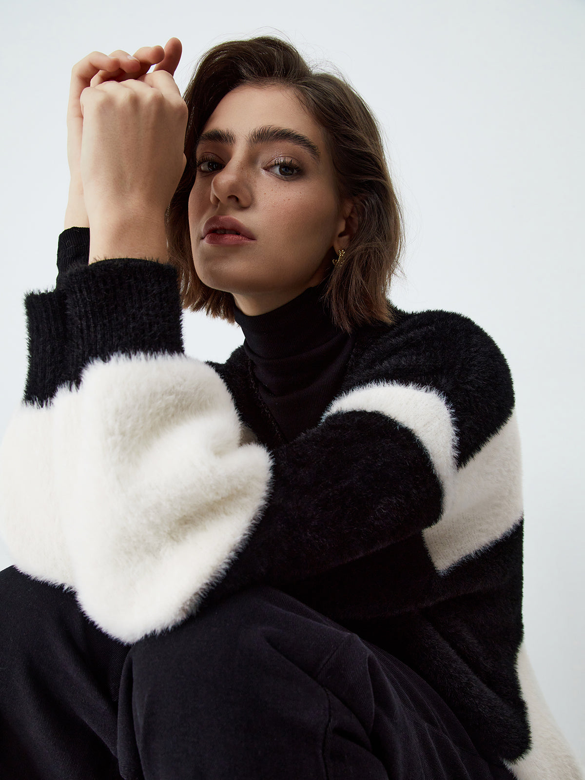 First Choice Çizgili Tüylü Hırka