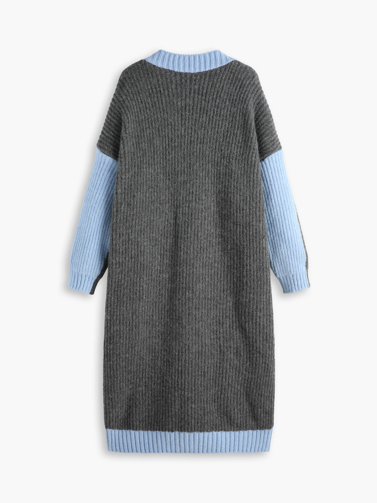 Büyük Boy Renk Bloklu Uzun Hırka