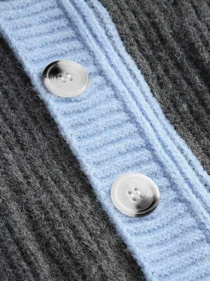 Büyük Boy Renk Bloklu Uzun Hırka