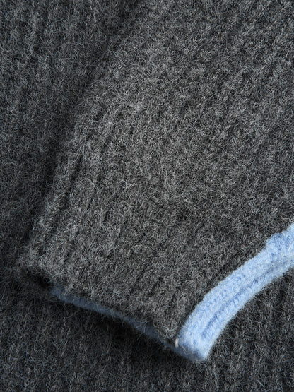 Büyük Boy Renk Bloklu Uzun Hırka