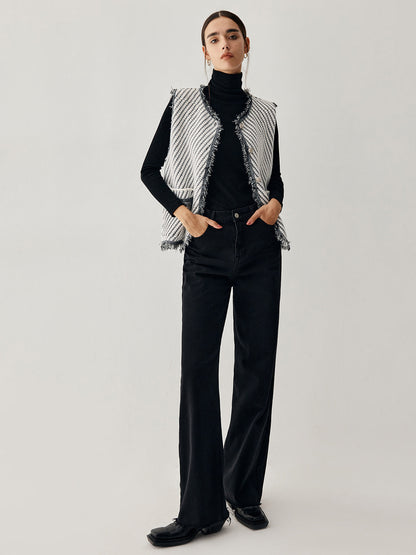 Ham Etek Çift Cepli Örgü Yelek