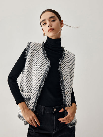 Ham Etek Çift Cepli Örgü Yelek