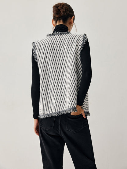 Ham Etek Çift Cepli Örgü Yelek