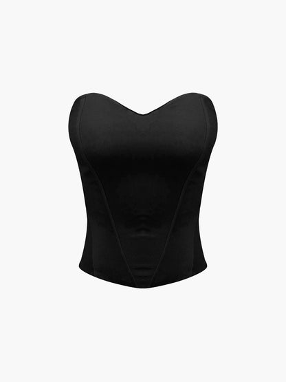 Kupa Detaylı Fermuarlı Tüp Korse Üst