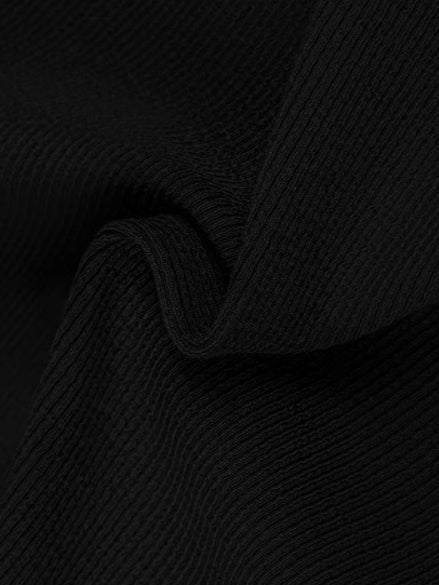 Kare Yaka Kontrast Kesim Uzun Kollu Örgü Gömlek