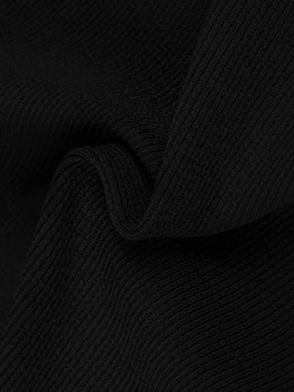 Kare Yaka Kontrast Kesim Uzun Kollu Örgü Gömlek