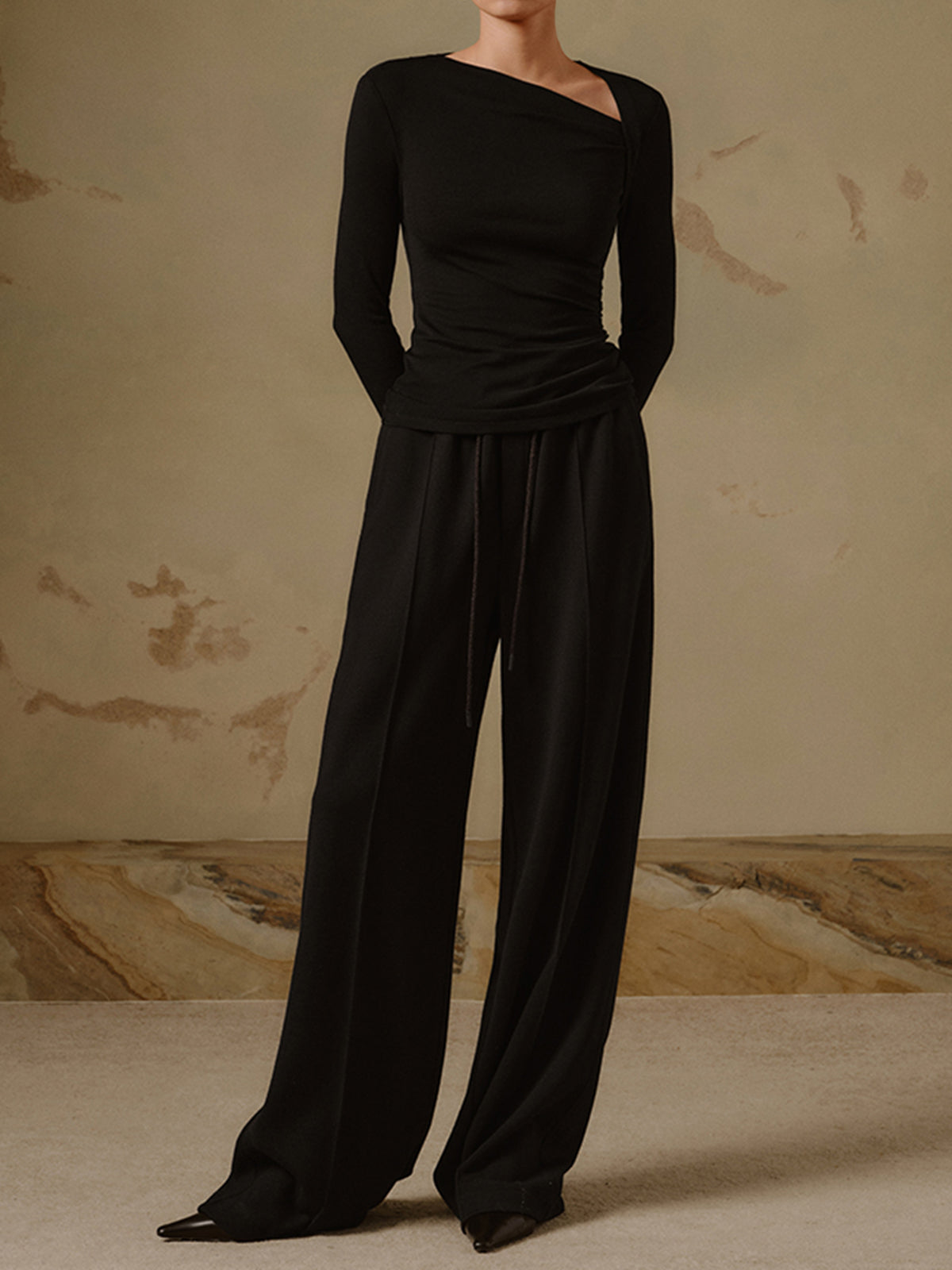 Ribana Örgü Uzun Kollu Asimetrik Gömlek