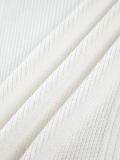 Kesikli Bölünmüş Boncuk Detaylı Kaburga Örgü Üst