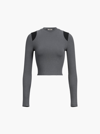 Omuz Kontrast Uzun Kollu Gömlek