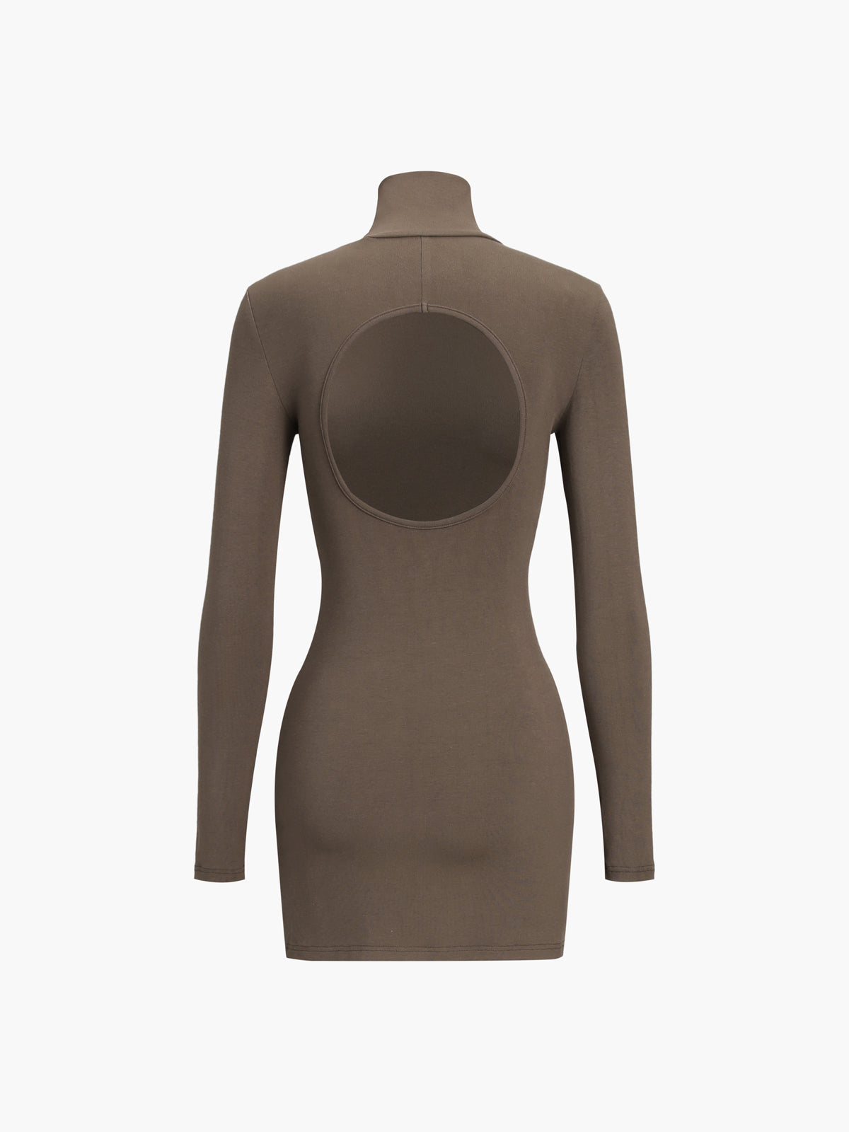 Balıkçı Yaka Açık Sırt Uzun Kollu Kısa Elbise