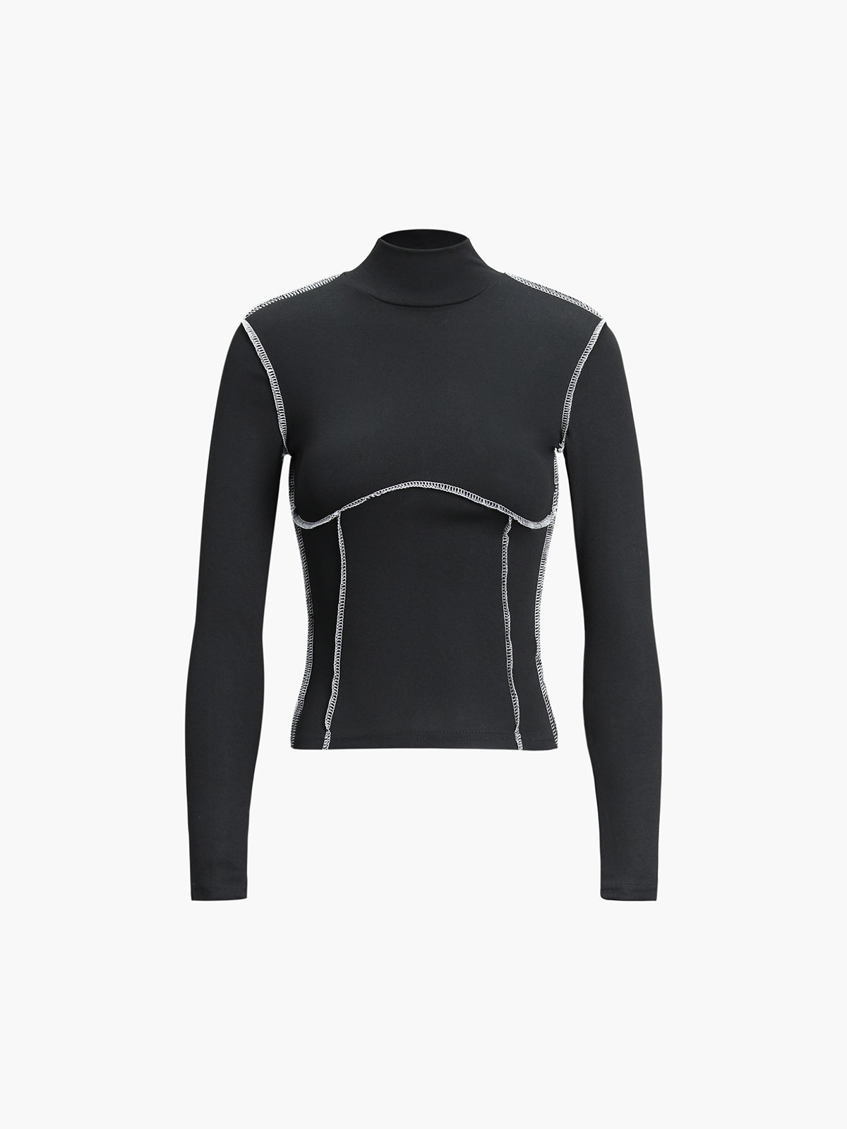 Kontrast Kesimli Uzun Kollu Balıkçı Yaka Üst