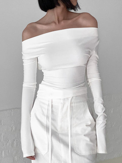 Düz Bağcıklı Açık Sırtlı Uzun Kollu Slinky Üst