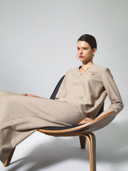 Düz V Yakalı Kemerli İki Parça Etek Takımı