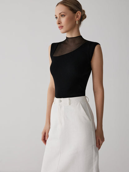 Mesh Patchwork Kolsuz Üst