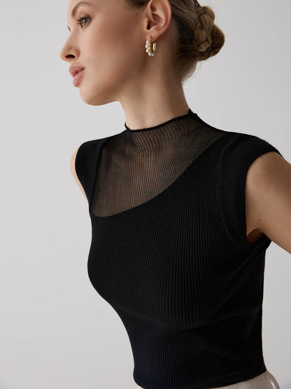 Mesh Patchwork Kolsuz Üst