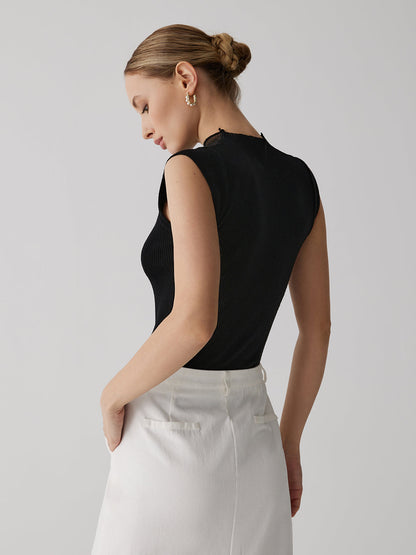 Mesh Patchwork Kolsuz Üst