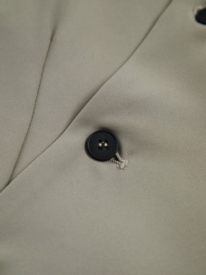 Asimetrik Gri Yeşil Düğmeli Kolsuz Yelek