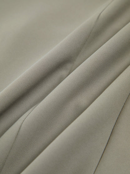 Asimetrik Gri Yeşil Düğmeli Kolsuz Yelek