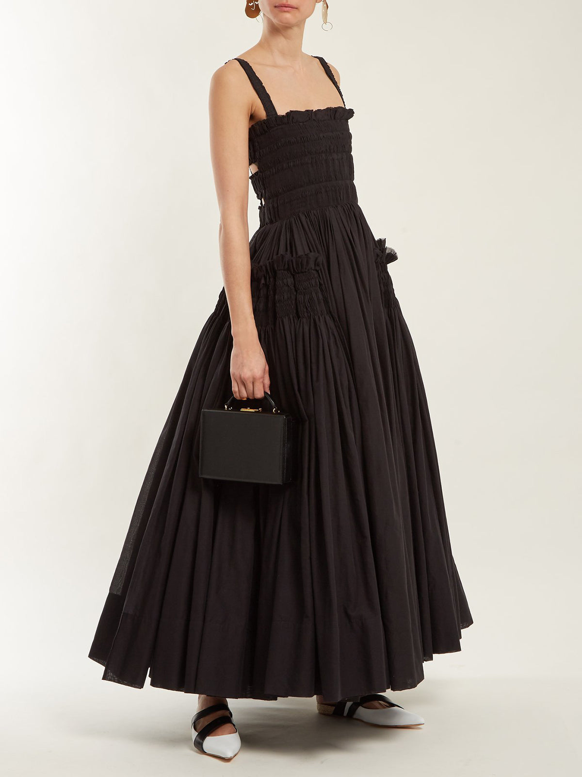 Büzgülü Pileli Uzun Elbise