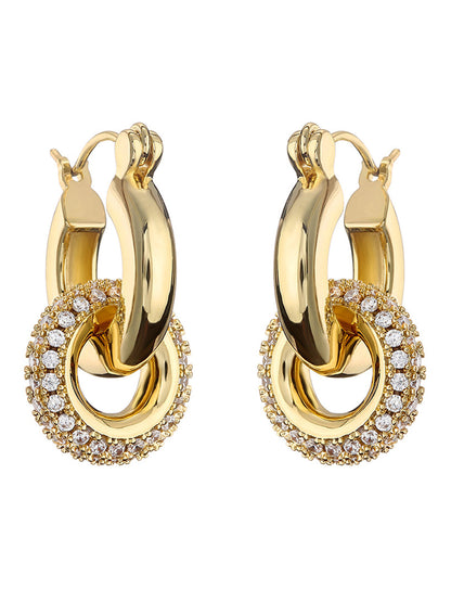 Cilalı Çift Halka Küpeler