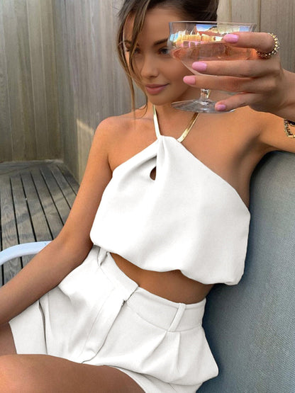 Yarı Şeffaf Halter Kısa Kolsuz Üst