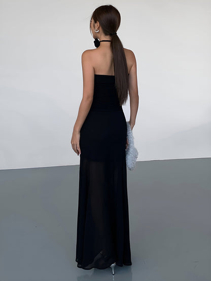 Yarı Şeffaf Düz İki Katmanlı Uzun Etek