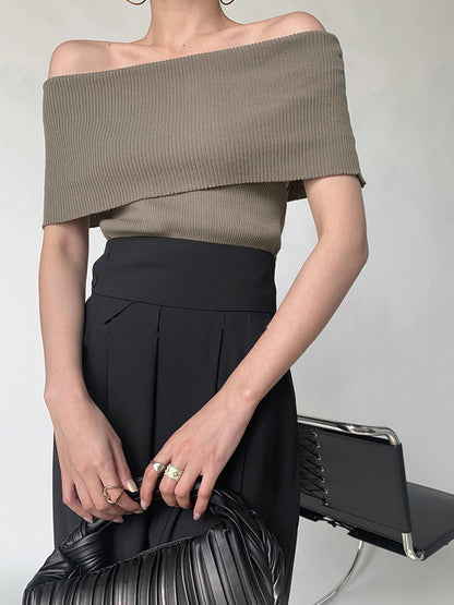 Omuz Açık Esnek Örgü Üst