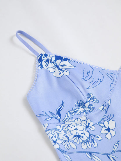 Çiçek Desenli Uzun Elbise