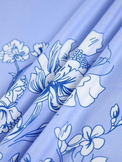 Çiçek Desenli Uzun Elbise