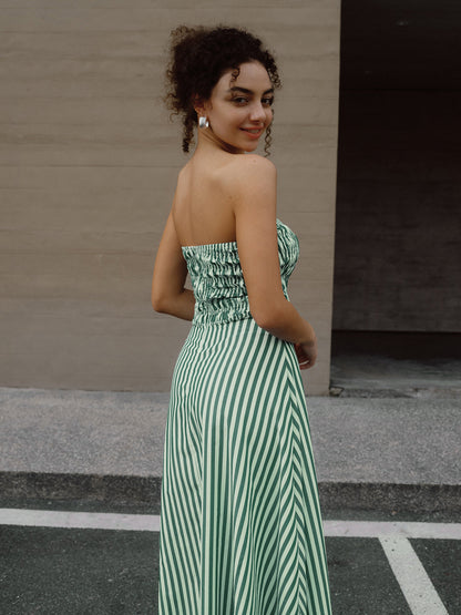 Çizgili Uzun Tüp Elbise