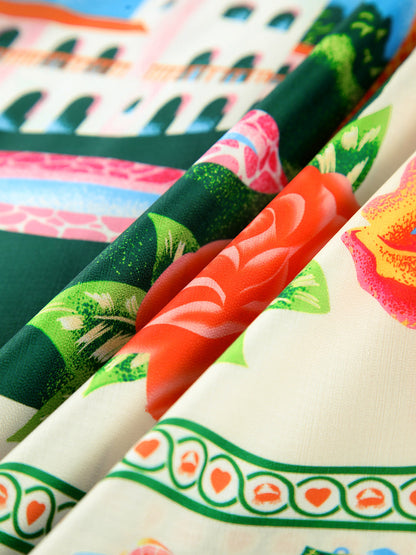 Paradise Print Vacation Atlet Uzun Elbise