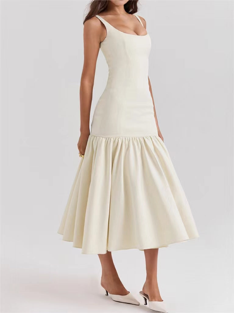 Ruffle Uzun Askılı Yaz Elbisesi