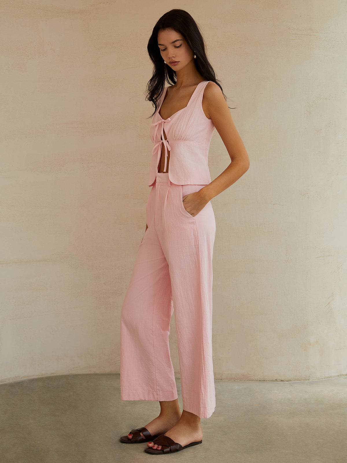 Tatlı Fiyonklu Dekor Pantolon Takımı