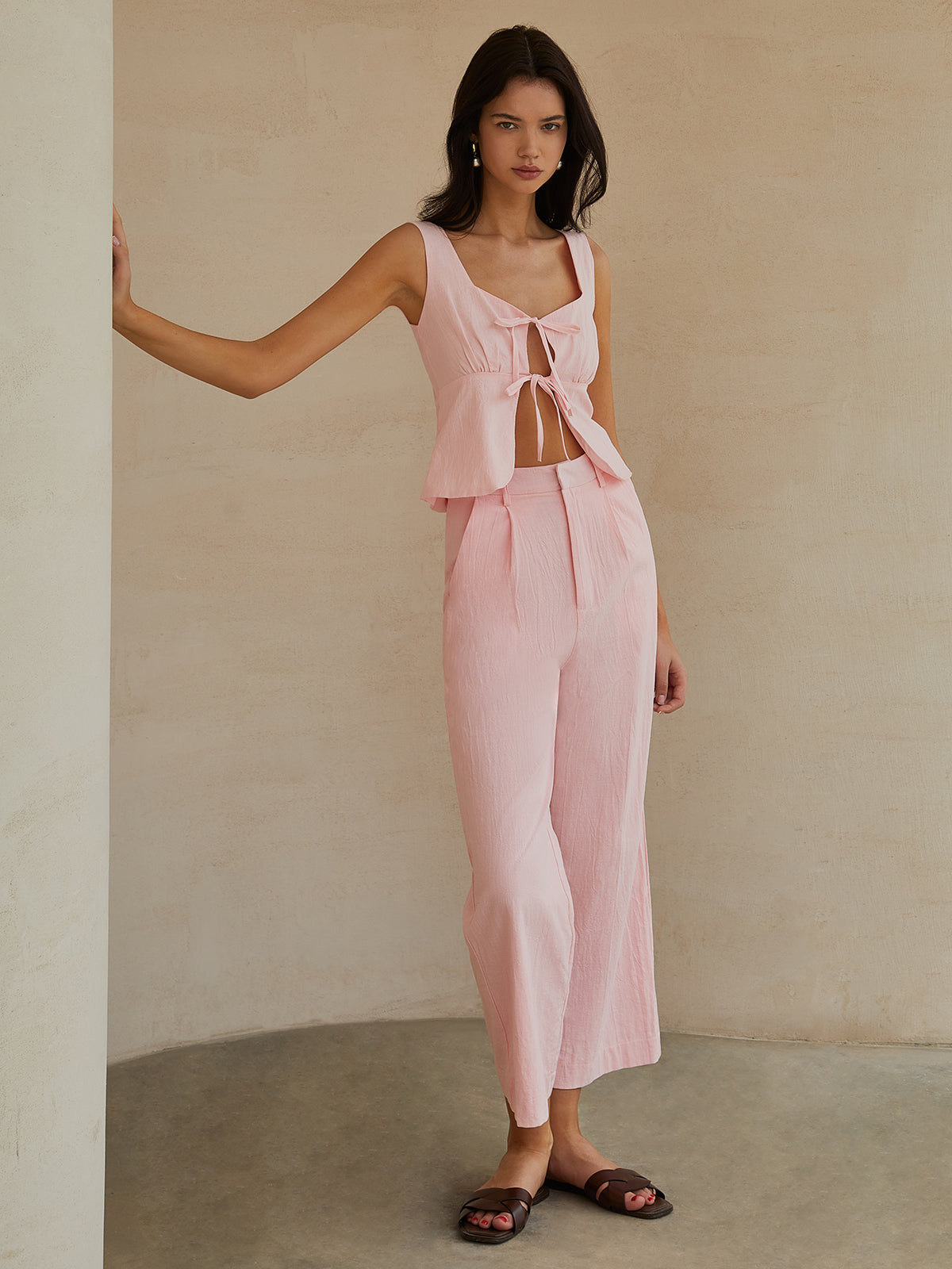 Tatlı Fiyonklu Dekor Pantolon Takımı