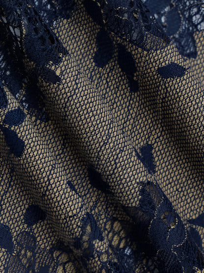 Yarı Şeffaf Gece Bahçesi Bağcıklı Uzun Elbise