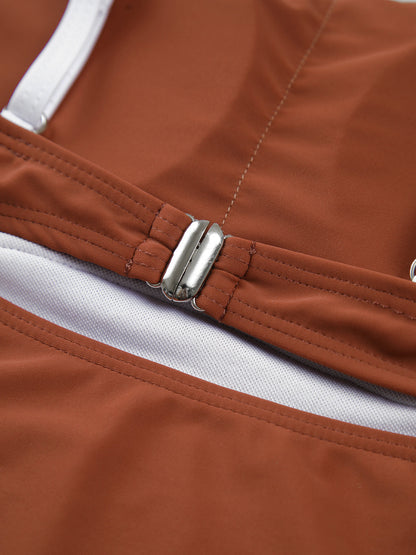 Kontrast Çıkarılabilir Pedli Kesikli Tek Parça Mayo