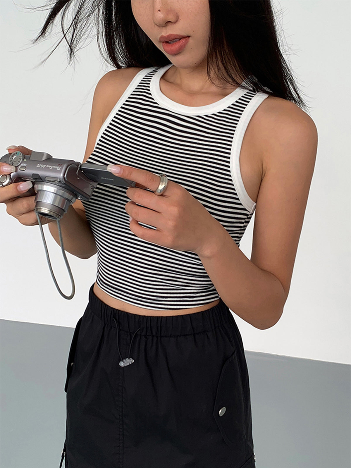 Çizgili Yuvarlak Yaka Atlet