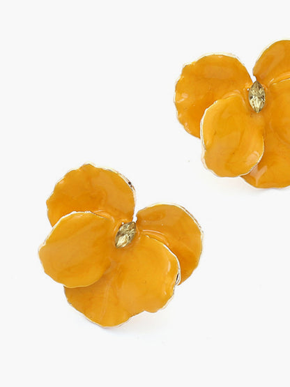 Yapay Elmas Dekor Çiçek Küpeleri