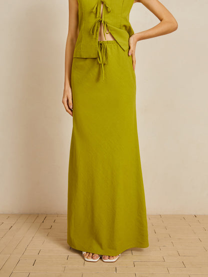 Pamuklu V Yaka Önden Bağlamalı Etek Takımı