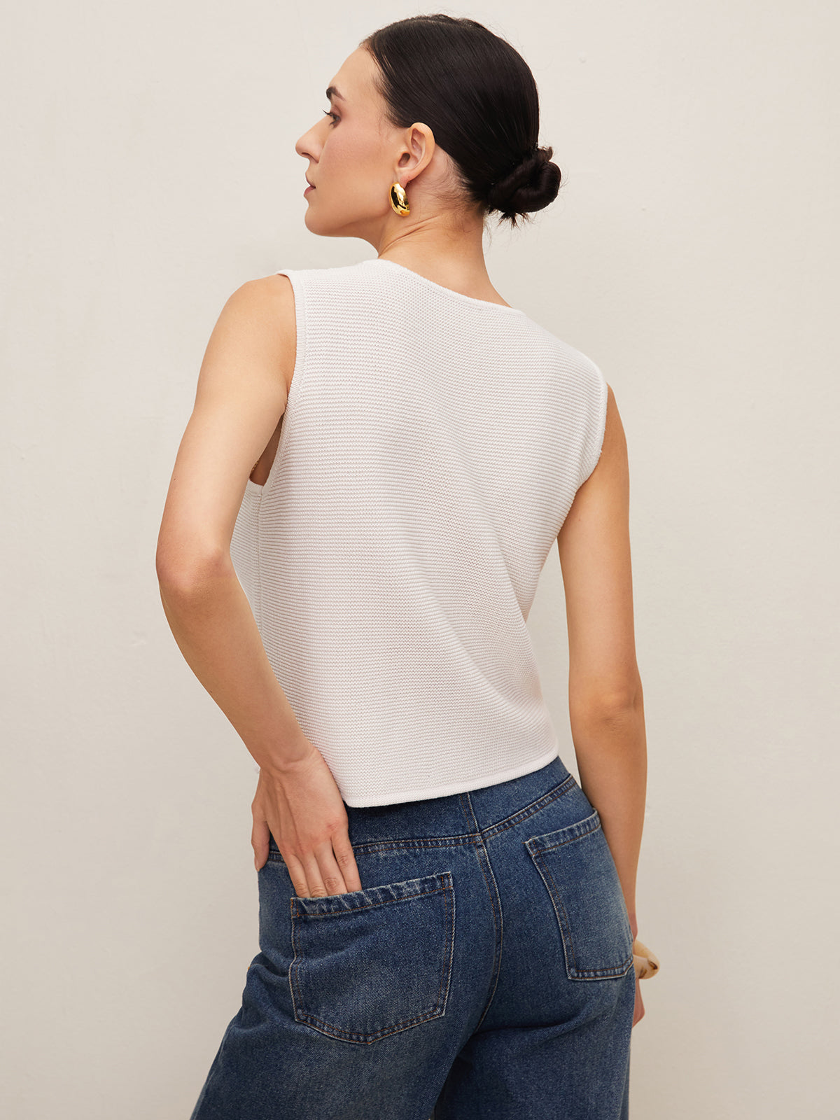 Düz Tığ İşi Yırtık Yelek