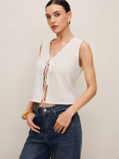 Düz Tığ İşi Yırtık Yelek