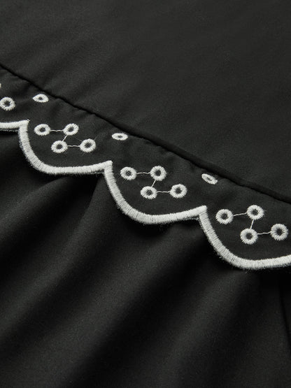 Volanlı Desenli Düğümlü Bluz