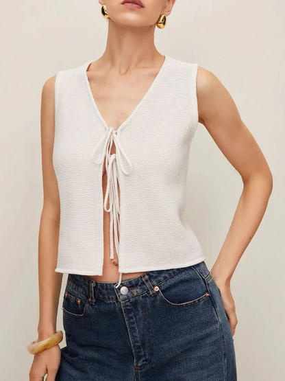 Düz Tığ İşi Yırtık Yelek