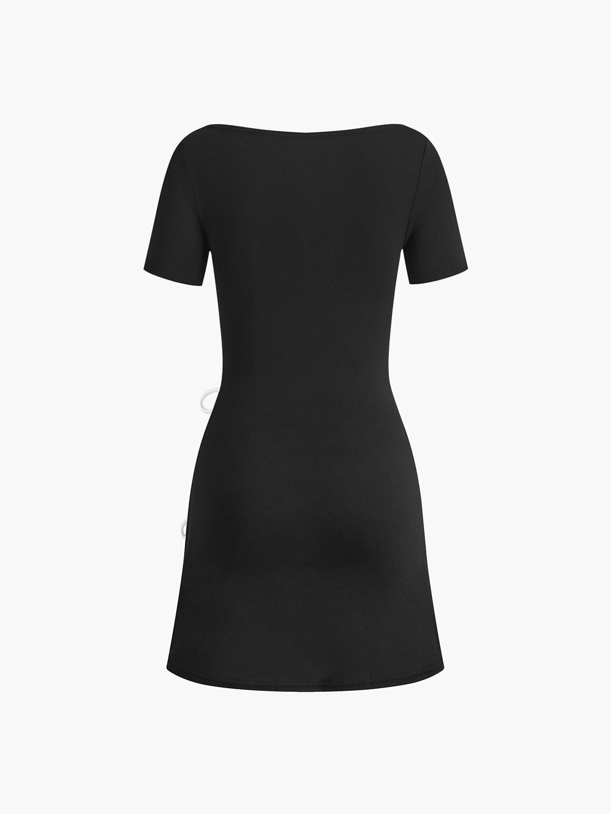 Fiyonklu Yan Yırtmaçlı Kısa Elbise