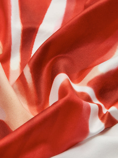 Çiçek Desenli Kolsuz Uzun Elbise