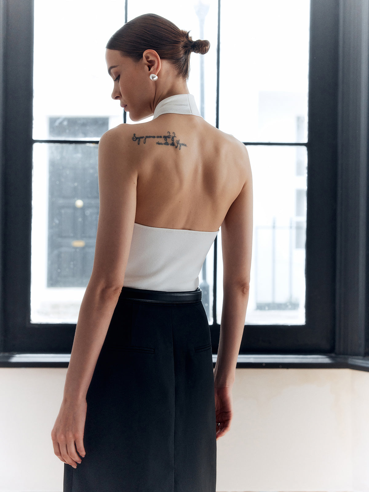 Halter Çapraz Sırtı Açık Örgü Üst