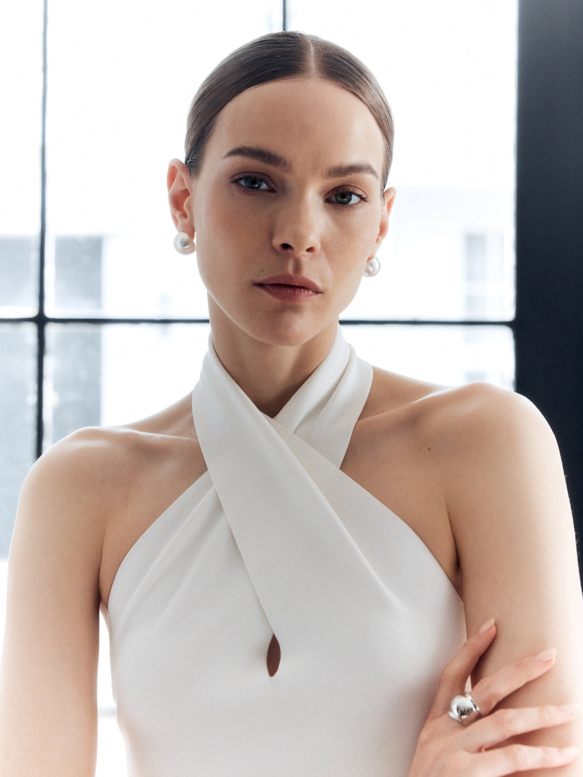 Halter Çapraz Sırtı Açık Örgü Üst