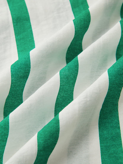 Büyük Boy Pamuklu ve Keten Çizgili Gömlek