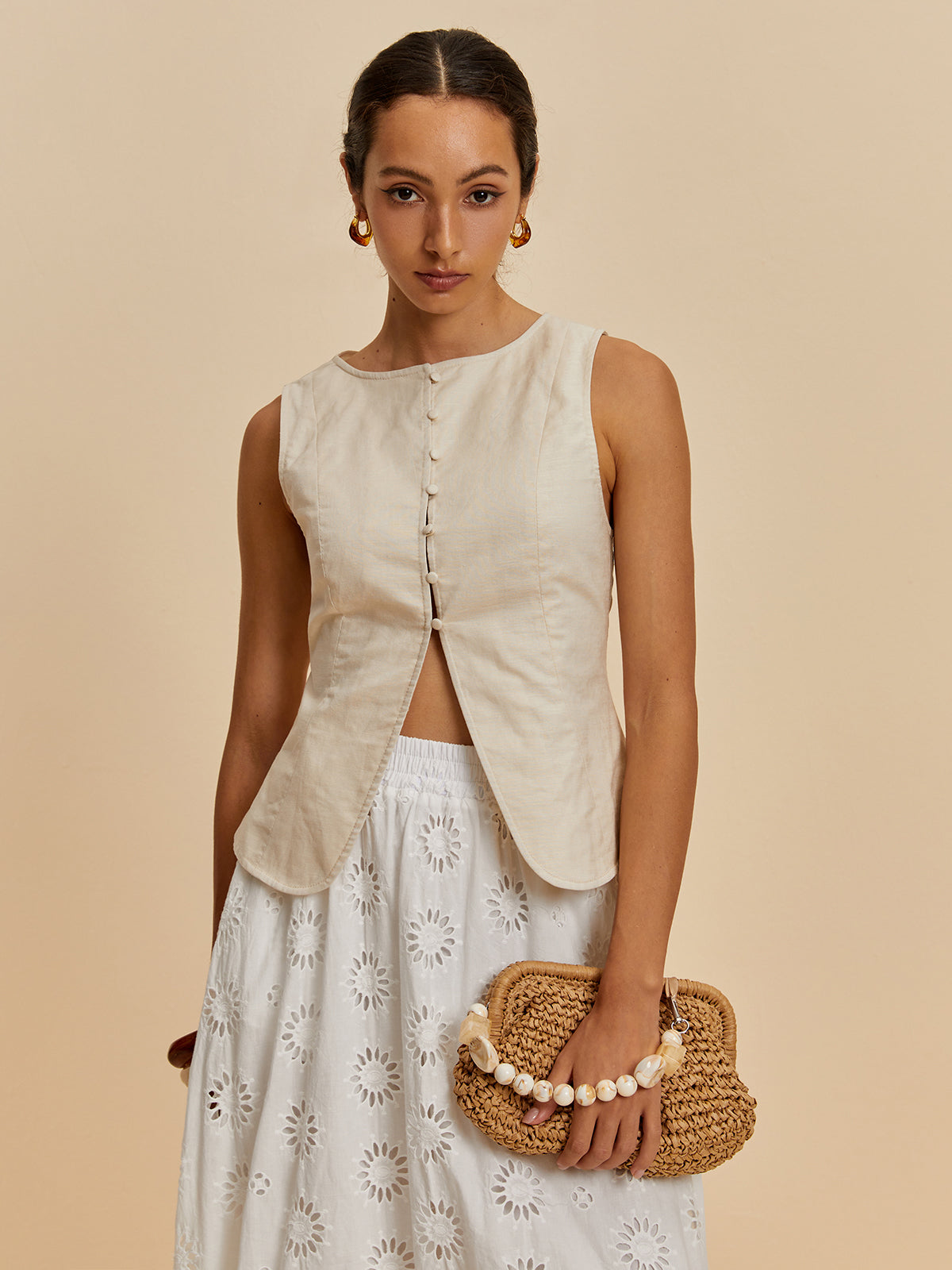 Pamuk ve Keten Günlük Yelek