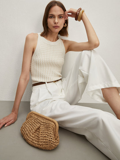 Düz Yuvarlak Yaka Kazak Yelek